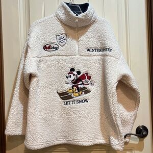 Disney Mickey Mouse Quarter Zip Cream Fleece size XL
